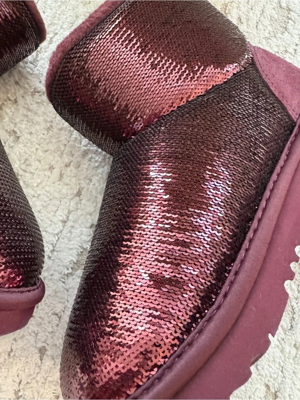 UGG Kids Sequin Burgundy Short Boots